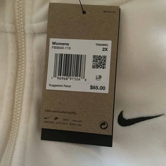 Nike Therma-FIT One Women's Oversized Full-Zip Fleece Hoodie (Plus) Ivory NWT - Picture 8 of 12
